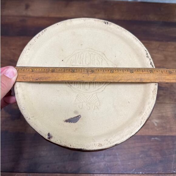 Vintage Marcrest Stoneware Cookie Jar Brown Glazed Daisy Dot Pattern Made in USA - Picture 13 of 14